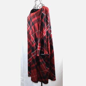 Red Black Plaid Dress NWT 3X JH Lined Kaftan Pullover Tunic Bell Cuffs